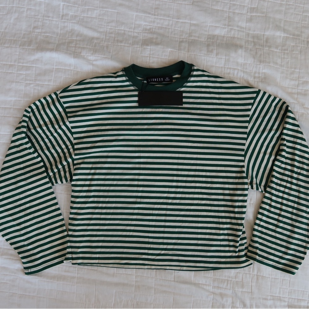 Bloom Long Sleeve Top Moss Stripe
